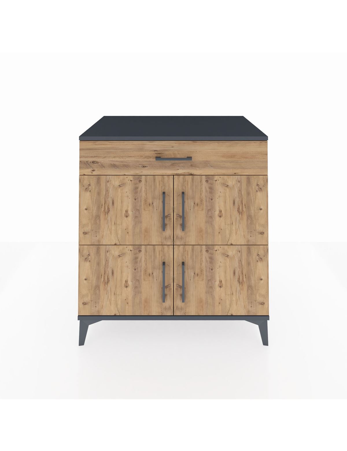 Kronos Şifonyer 3 Raflı Tek Çekmeceli 4 Kapaklı 88x59x96 Antrasit-Çam