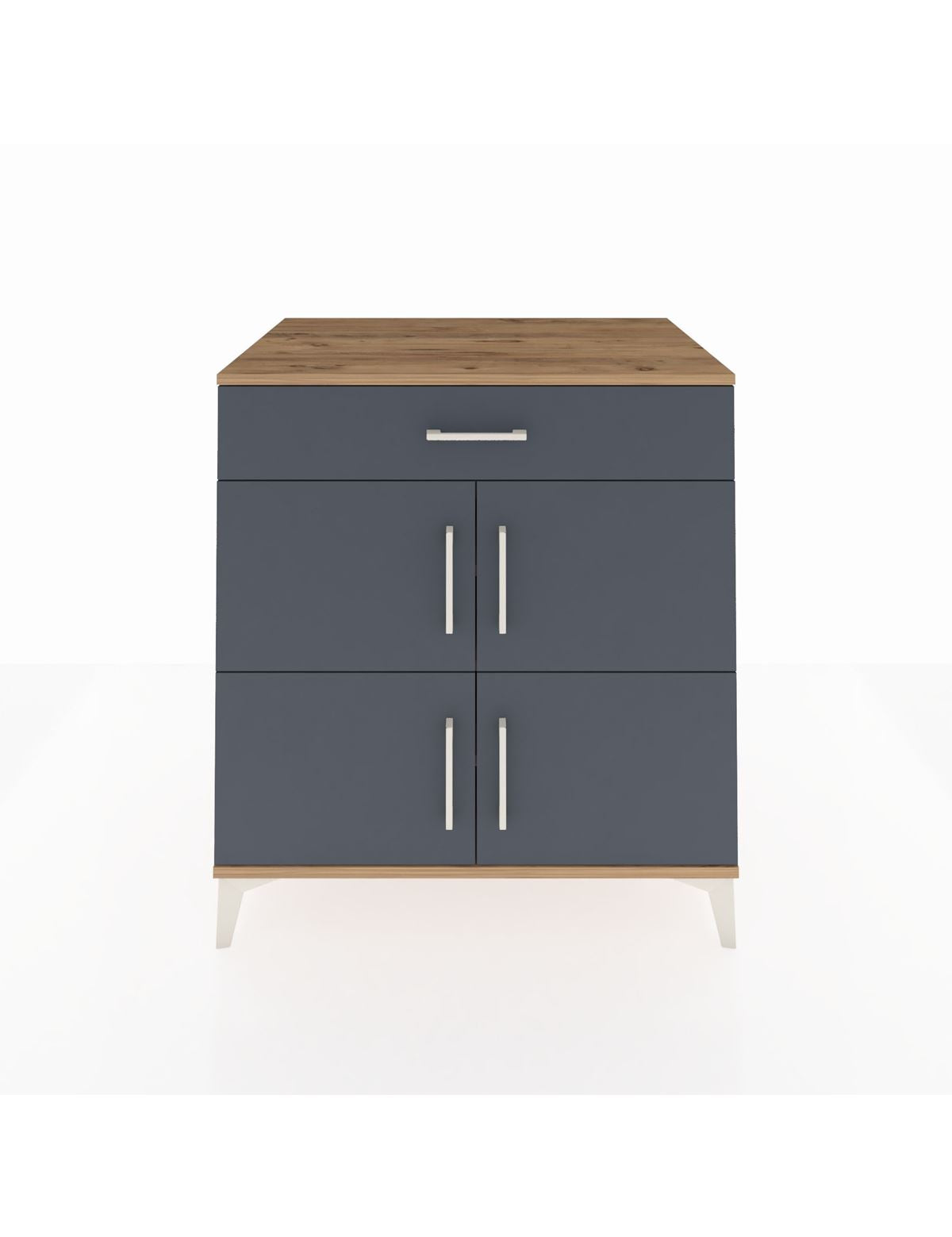 Kronos Şifonyer 3 Raflı Tek Çekmeceli 4 Kapaklı 88x59x96 Çam-Antrasit