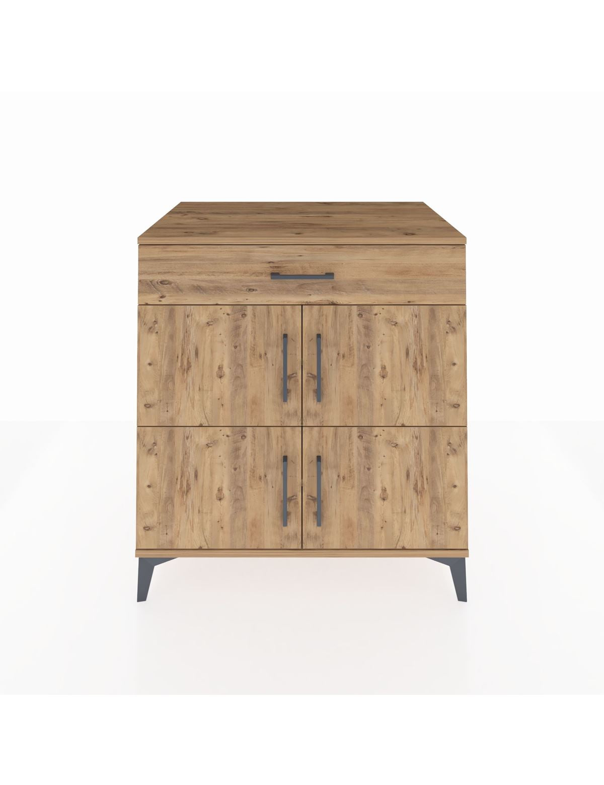 Kronos Şifonyer 3 Raflı Tek Çekmeceli 4 Kapaklı 88x59x96 Çam-Çam