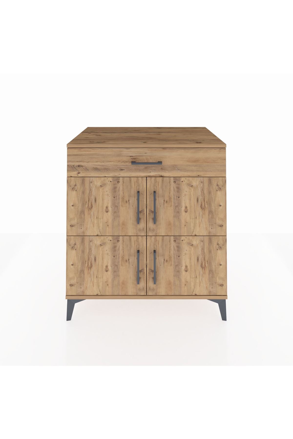 Kronos Şifonyer 3 Raflı Tek Çekmeceli 4 Kapaklı 88x59x96 Çam-Çam