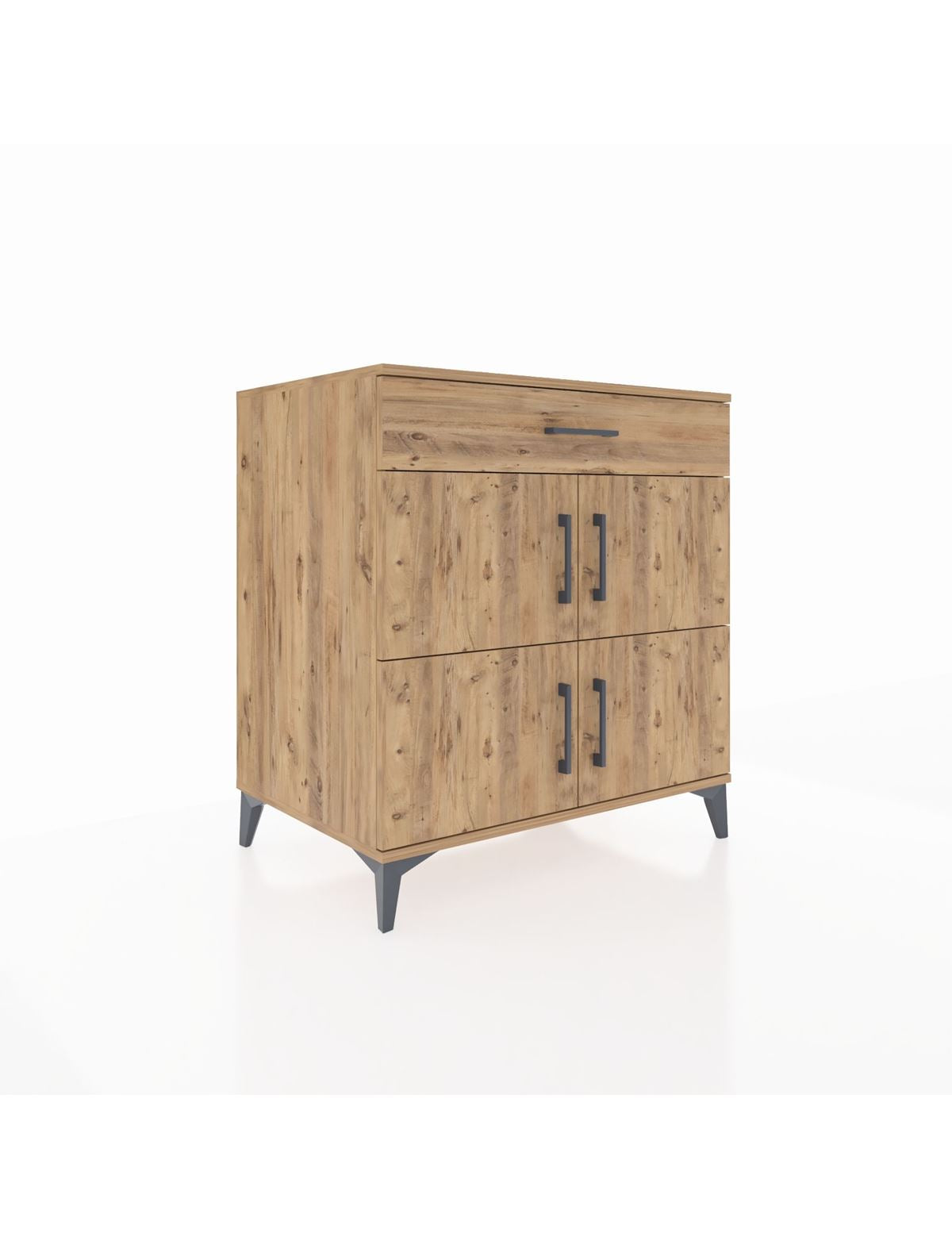 Kronos Şifonyer 3 Raflı Tek Çekmeceli 4 Kapaklı 88x59x96 Çam-Çam