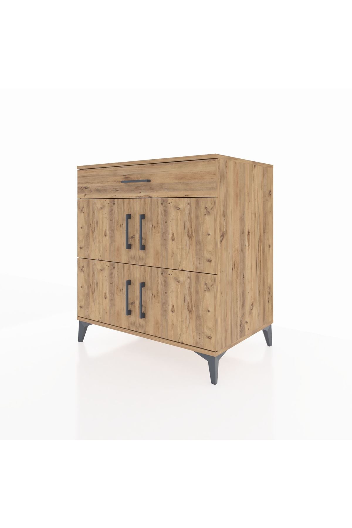 Kronos Şifonyer 3 Raflı Tek Çekmeceli 4 Kapaklı 88x59x96 Çam-Çam