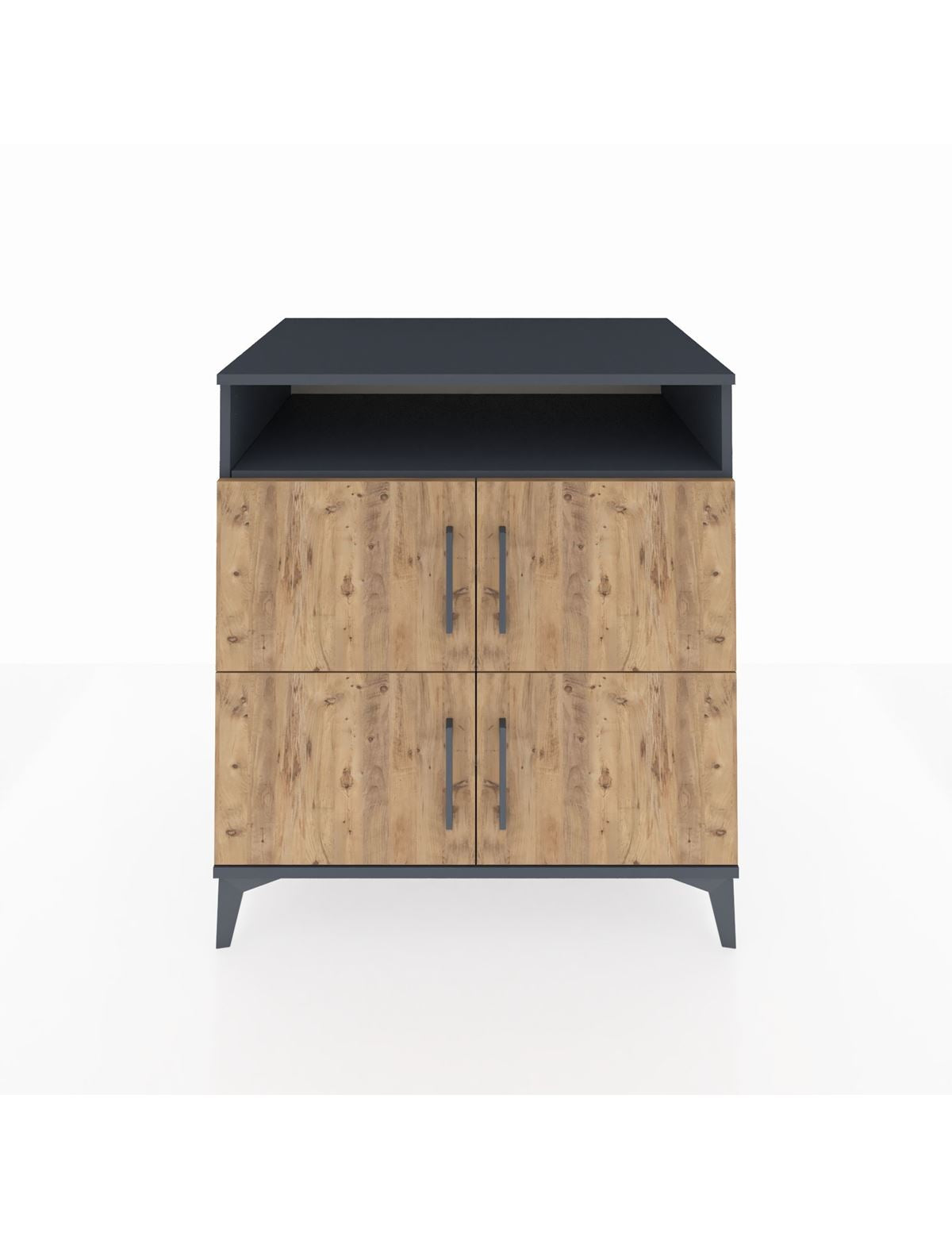 Kronos Şifonyer 4 Raflı 4 Kapaklı 88x59x96 Antrasit-Çam