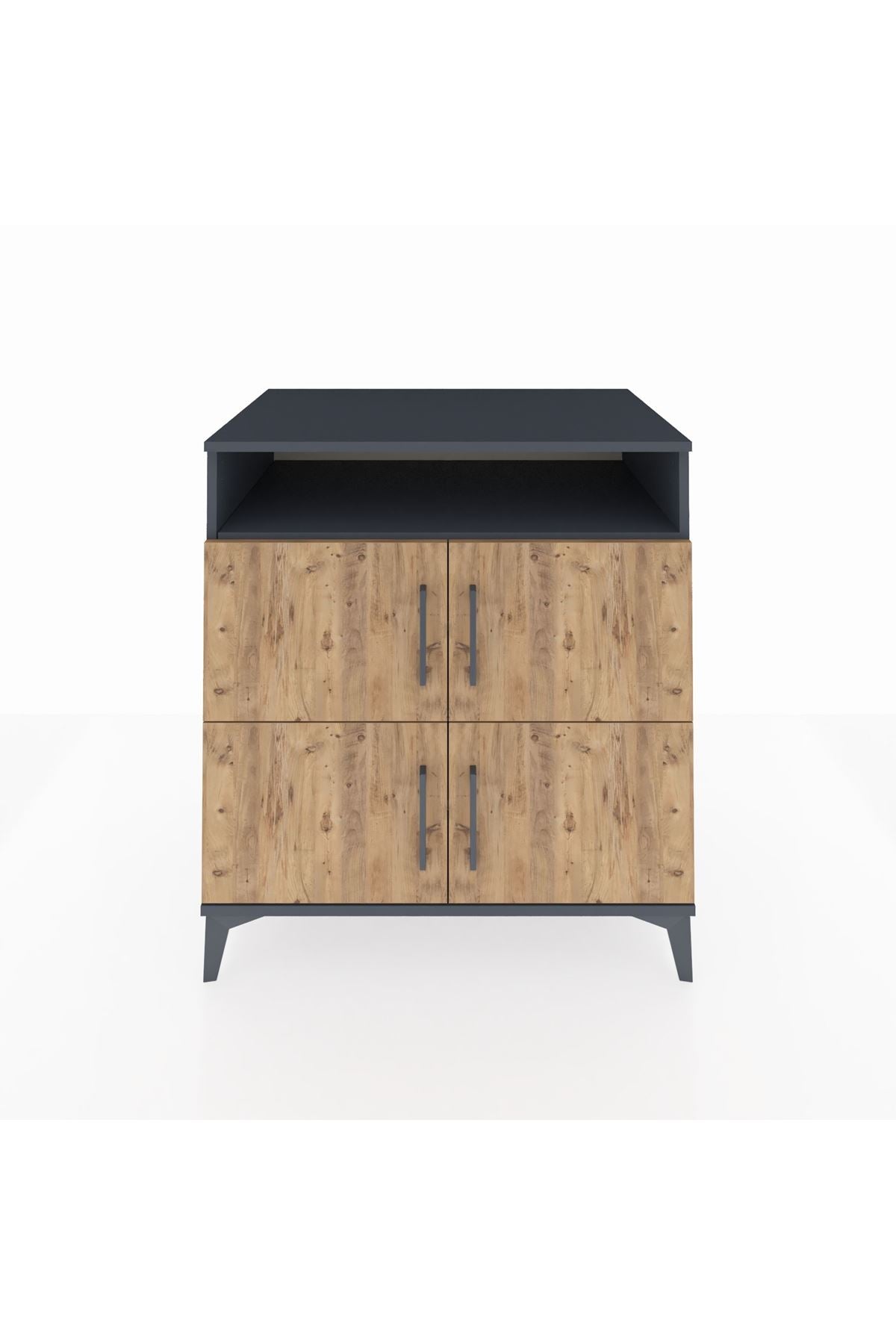 Kronos Şifonyer 4 Raflı 4 Kapaklı 88x59x96 Antrasit-Çam