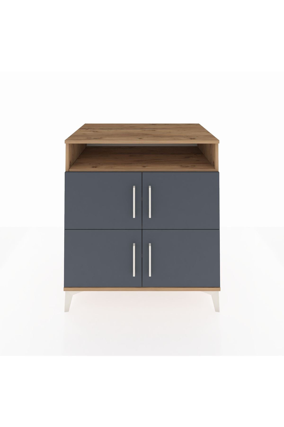 Kronos Şifonyer 4 Raflı 4 Kapaklı 88x59x96 Çam-Antrasit