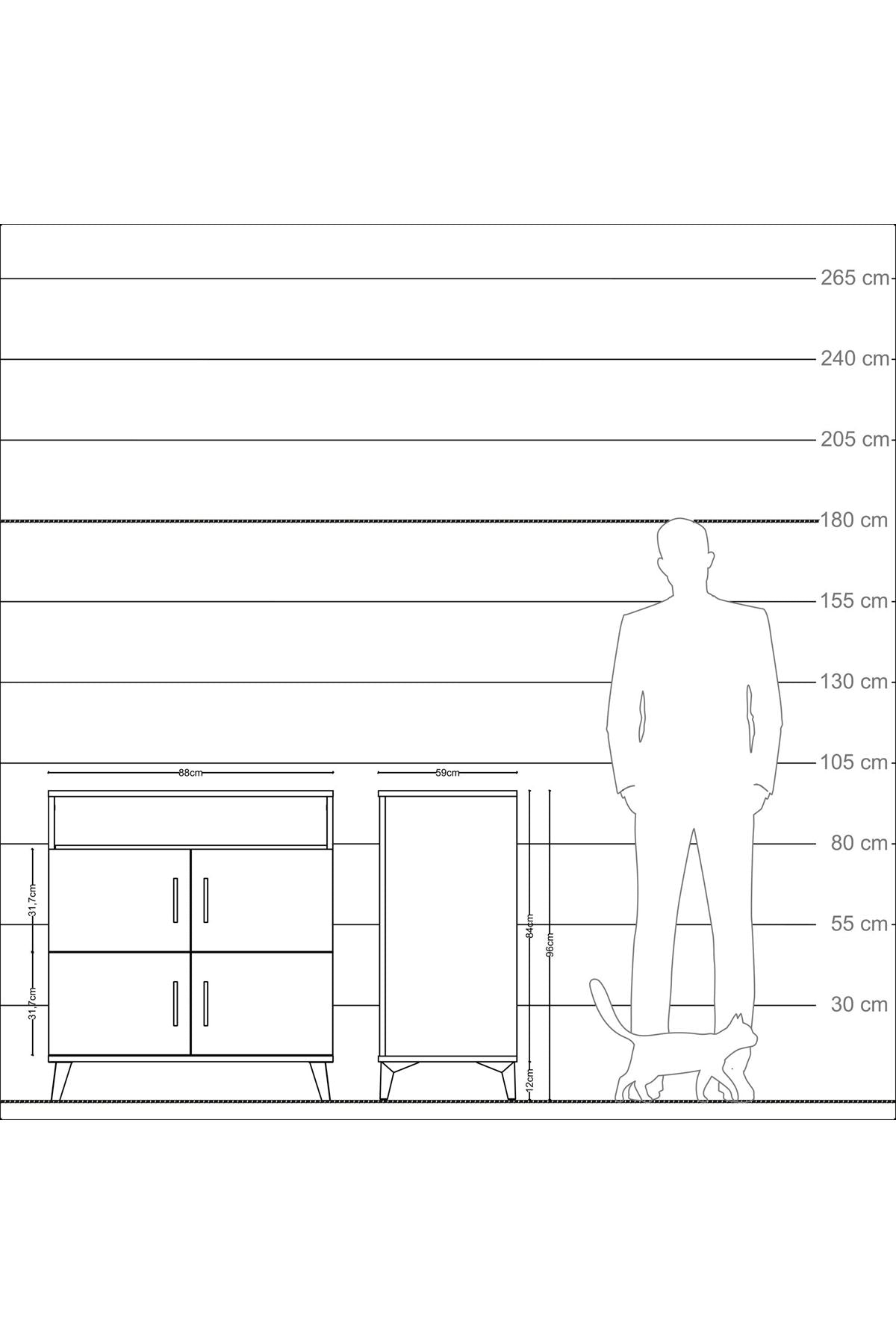 Kronos Şifonyer 4 Raflı 4 Kapaklı 88x59x96 Çam-Antrasit