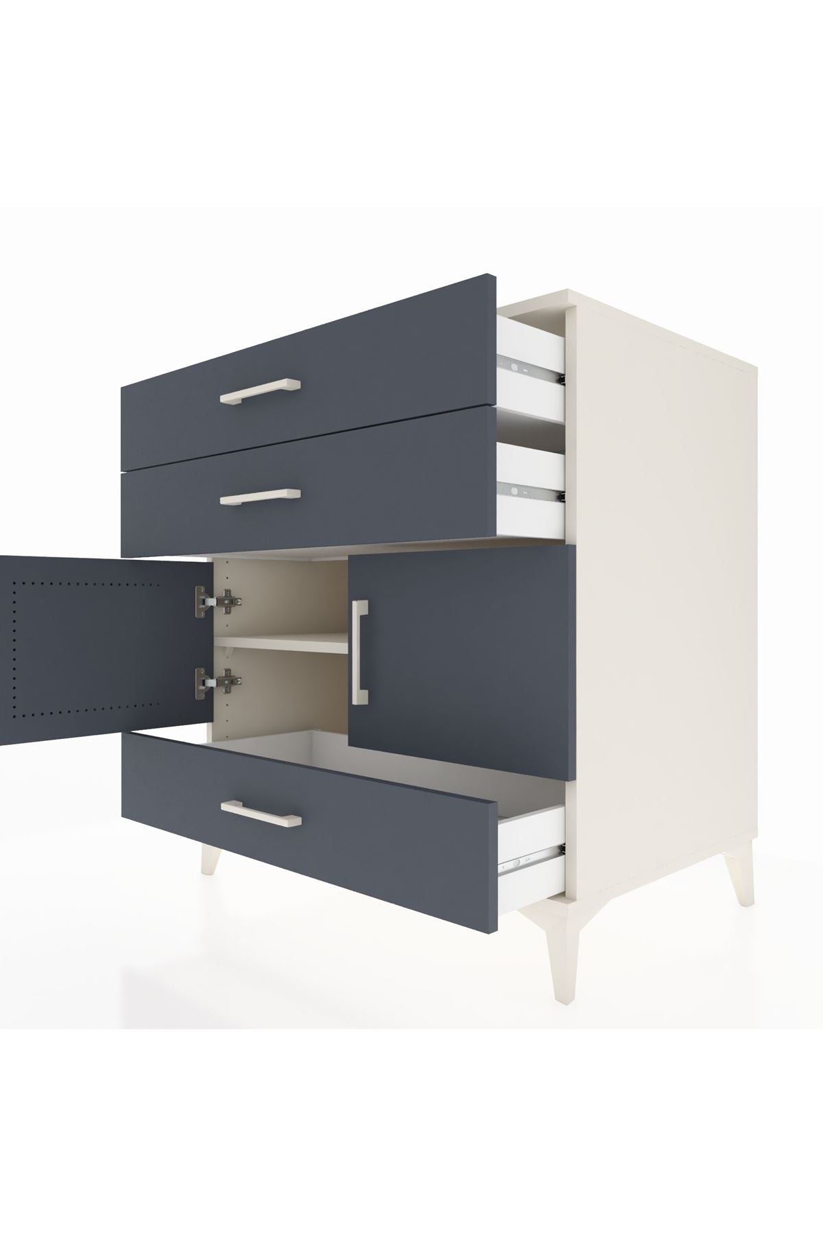 Kronos Şifonyer Tek Raflı 3 Çekmeceli 2 Kapaklı 88x59x96 Aytaşı-Antrasit