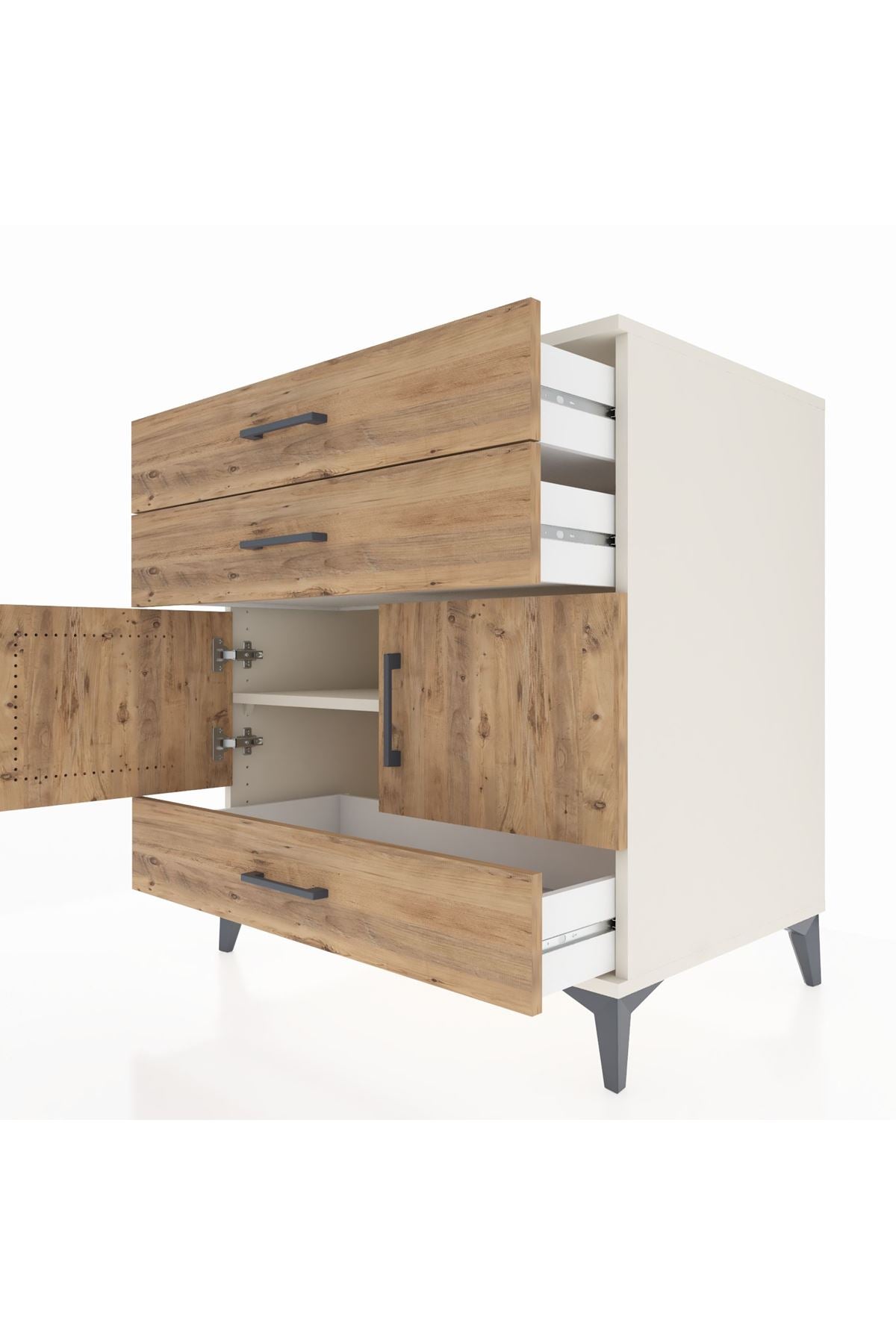 Kronos Şifonyer Tek Raflı 3 Çekmeceli 2 Kapaklı 88x59x96 Aytaşı-Çam