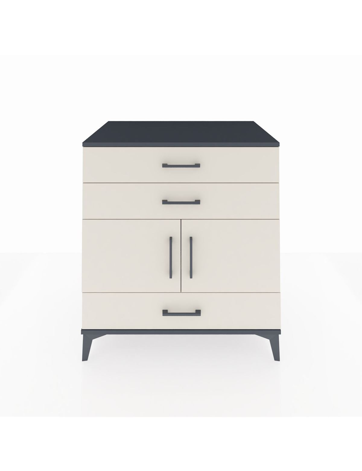 Kronos Şifonyer Tek Raflı 3 Çekmeceli 2 Kapaklı 88x59x96 Antrasit-Aytaşı