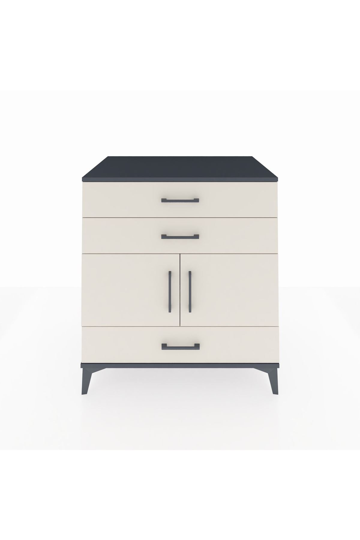 Kronos Şifonyer Tek Raflı 3 Çekmeceli 2 Kapaklı 88x59x96 Antrasit-Aytaşı