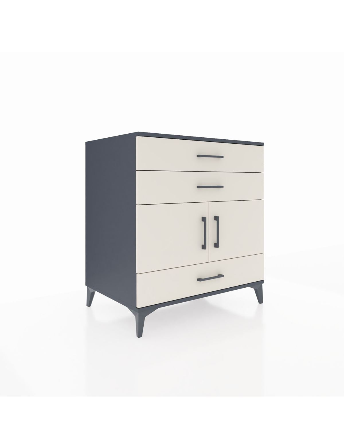 Kronos Şifonyer Tek Raflı 3 Çekmeceli 2 Kapaklı 88x59x96 Antrasit-Aytaşı