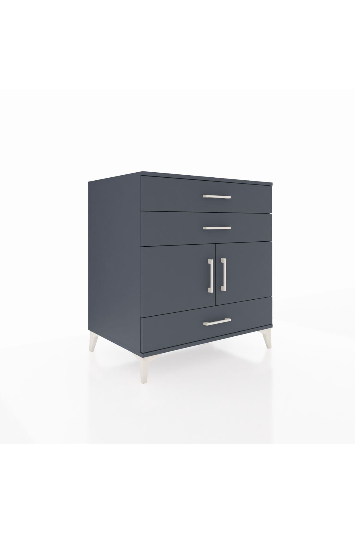 Kronos Şifonyer Tek Raflı 3 Çekmeceli 2 Kapaklı 88x59x96 Antrasit-Antrasit