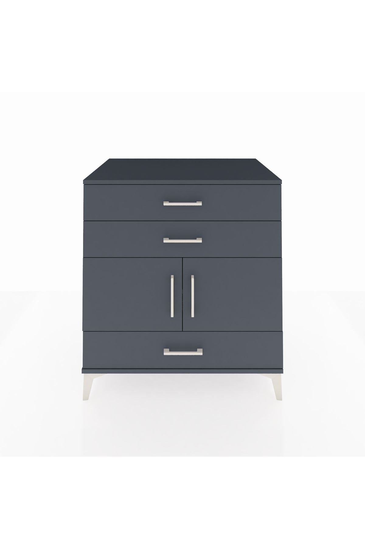 Kronos Şifonyer Tek Raflı 3 Çekmeceli 2 Kapaklı 88x59x96 Antrasit-Antrasit