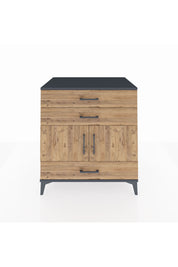 Kronos Şifonyer Tek Raflı 3 Çekmeceli 2 Kapaklı 88x59x96 Antrasit-Çam