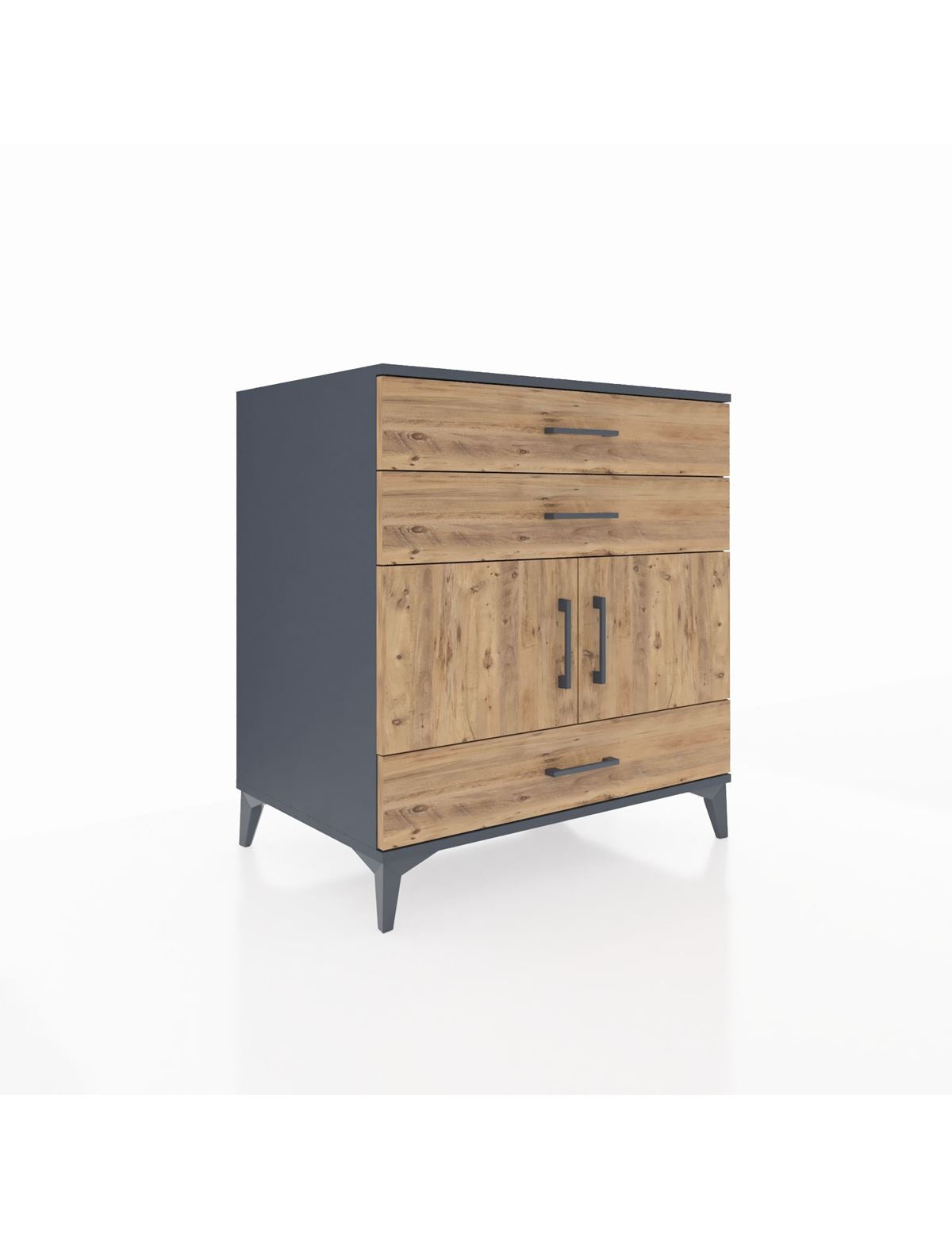 Kronos Şifonyer Tek Raflı 3 Çekmeceli 2 Kapaklı 88x59x96 Antrasit-Çam