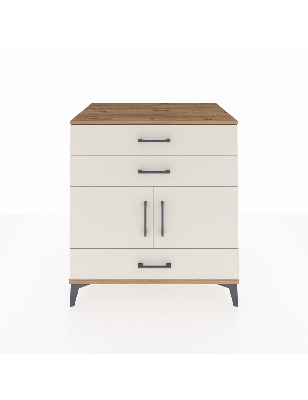 Kronos Şifonyer Tek Raflı 3 Çekmeceli 2 Kapaklı 88x59x96 Çam-Aytaşı