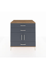 Kronos Şifonyer Tek Raflı 3 Çekmeceli 2 Kapaklı 88x59x96 Çam-Antrasit