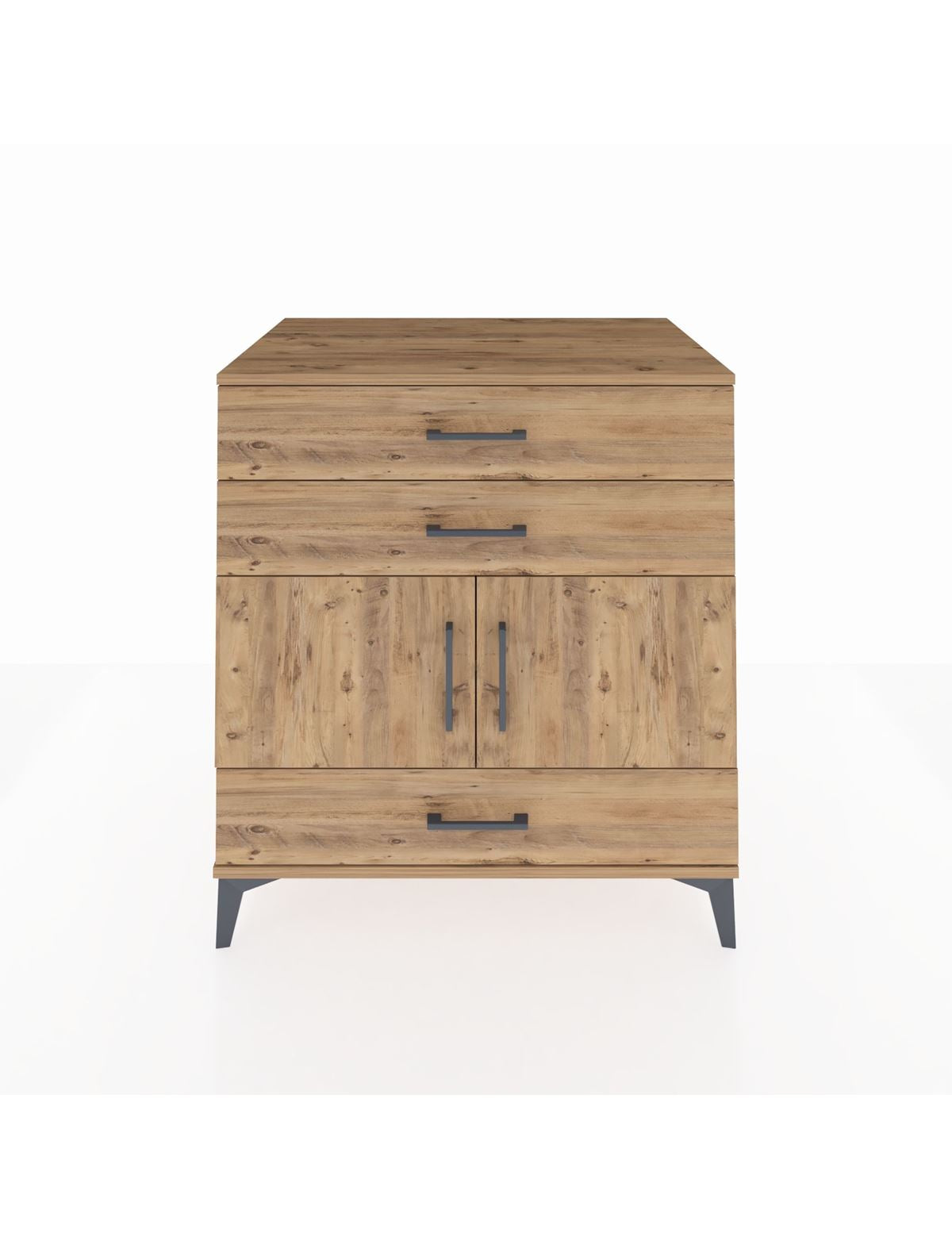 Kronos Şifonyer Tek Raflı 3 Çekmeceli 2 Kapaklı 88x59x96 Çam-Çam