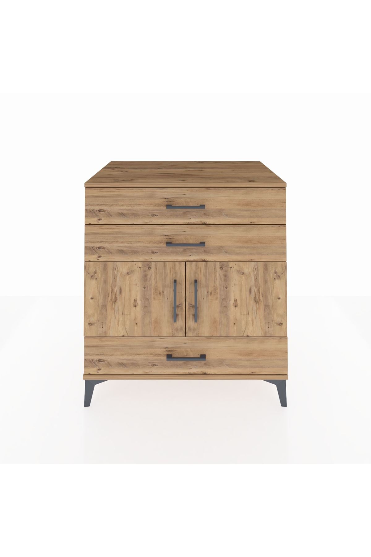 Kronos Şifonyer Tek Raflı 3 Çekmeceli 2 Kapaklı 88x59x96 Çam-Çam