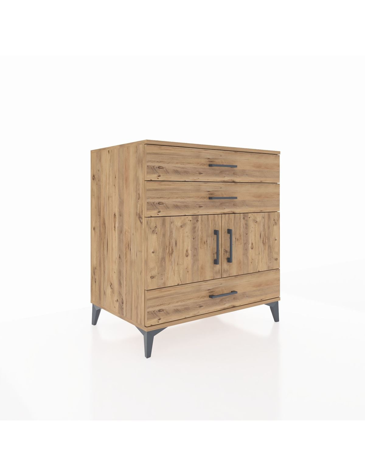 Kronos Şifonyer Tek Raflı 3 Çekmeceli 2 Kapaklı 88x59x96 Çam-Çam