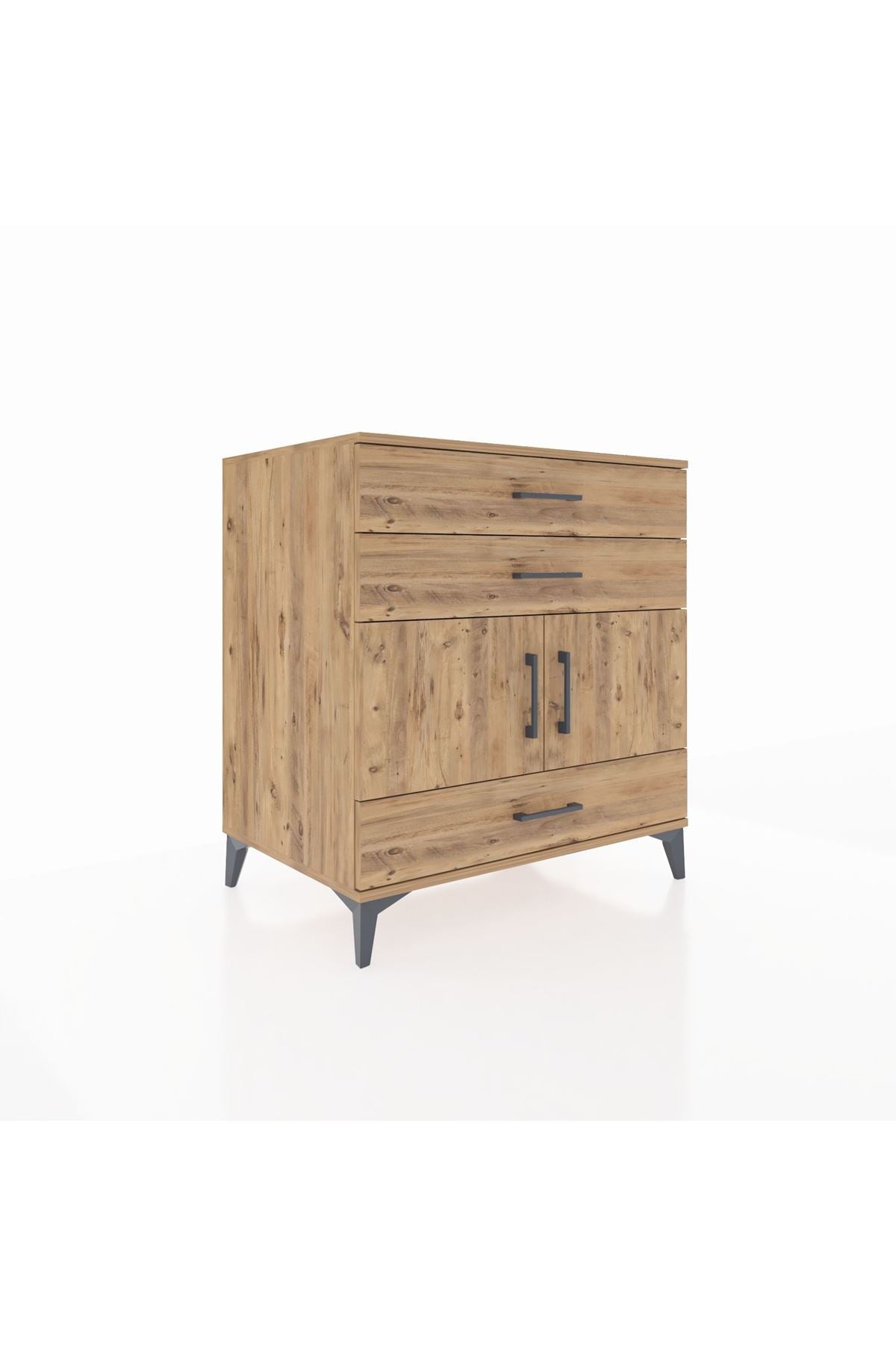 Kronos Şifonyer Tek Raflı 3 Çekmeceli 2 Kapaklı 88x59x96 Çam-Çam