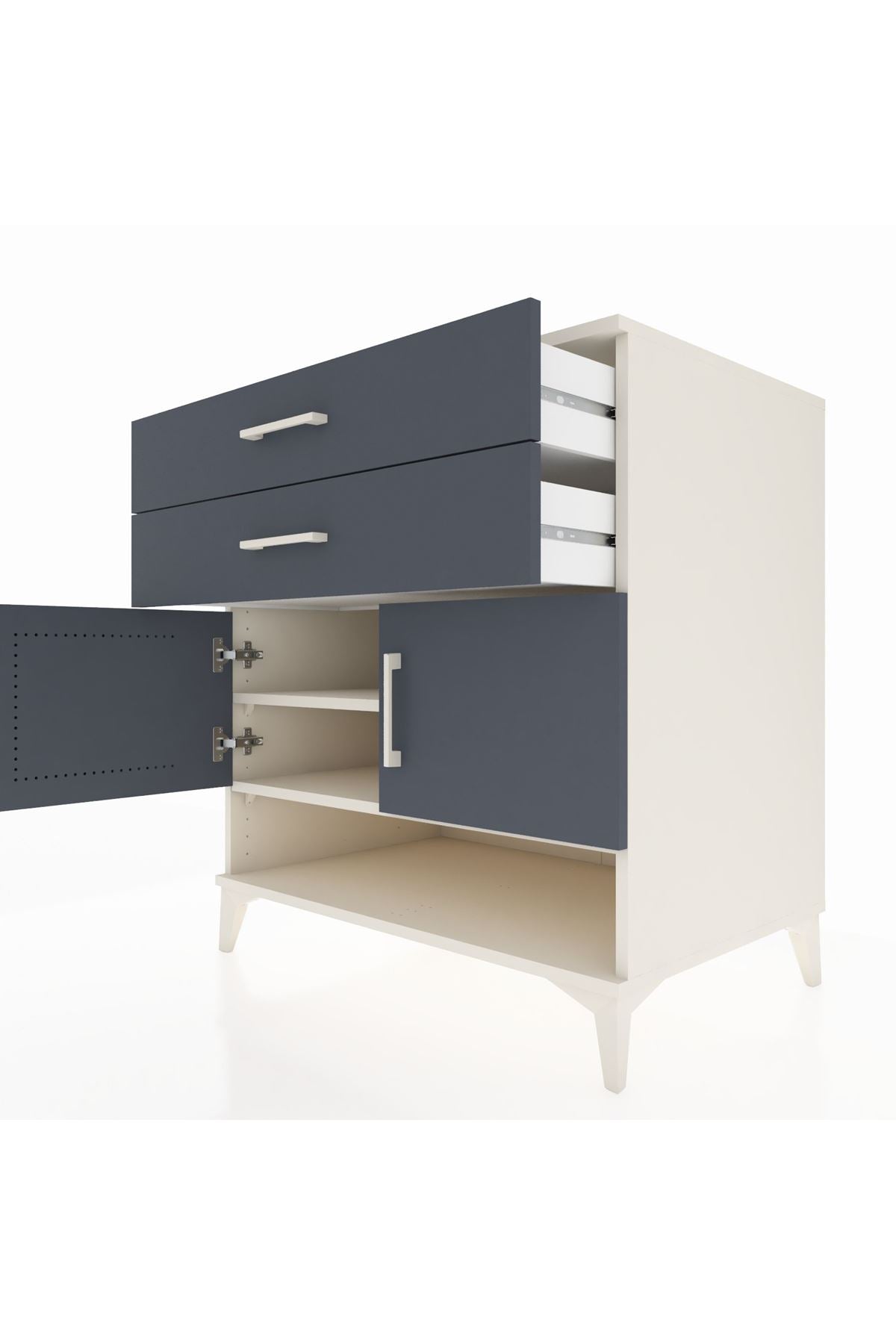 Kronos Şifonyer 2 Raflı 2 Çekmeceli 2 Kapaklı 88x59x96 Aytaşı-Antrasit