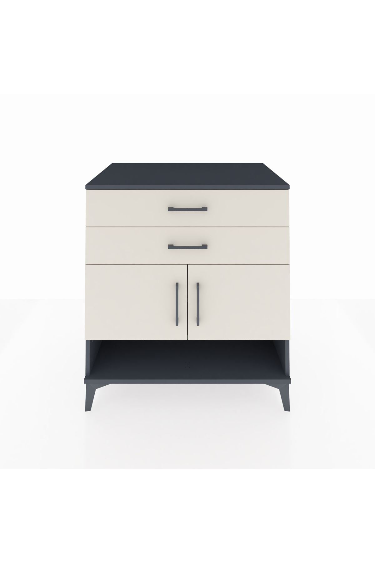 Kronos Şifonyer 2 Raflı 2 Çekmeceli 2 Kapaklı 88x59x96 Antrasit-Aytaşı