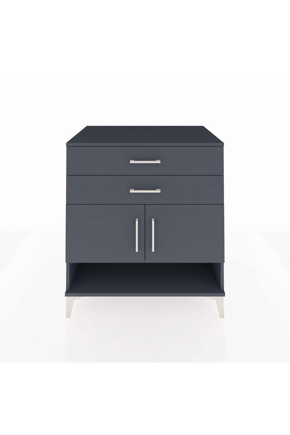 Kronos Şifonyer 2 Raflı 2 Çekmeceli 2 Kapaklı 88x59x96 Antrasit-Antrasit