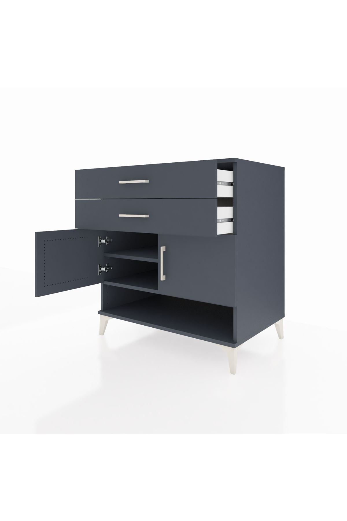 Kronos Şifonyer 2 Raflı 2 Çekmeceli 2 Kapaklı 88x59x96 Antrasit-Antrasit