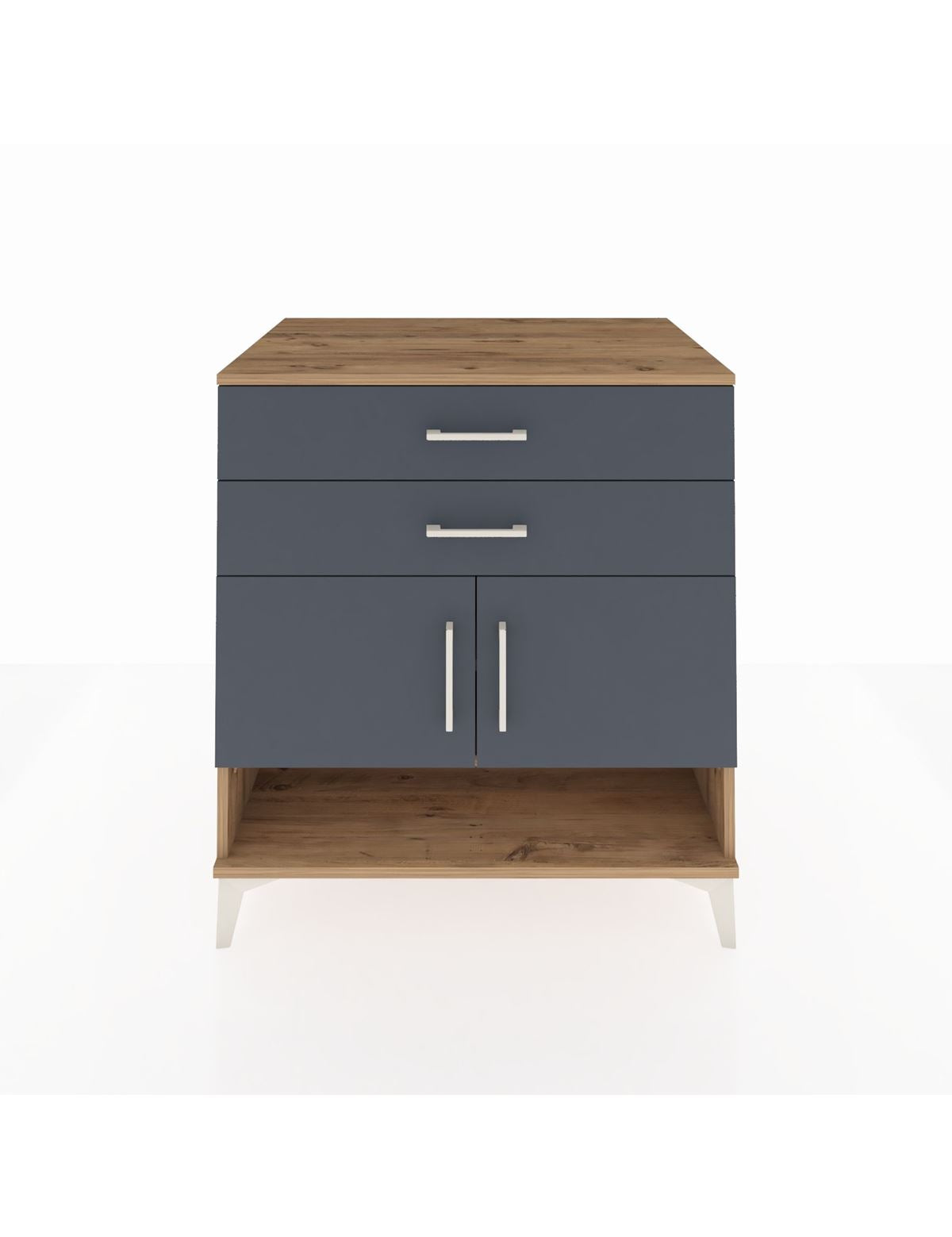 Kronos Şifonyer 2 Raflı 2 Çekmeceli 2 Kapaklı 88x59x96 Çam-Antrasit