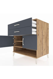 Kronos Şifonyer 2 Raflı 2 Çekmeceli 2 Kapaklı 88x59x96 Çam-Antrasit