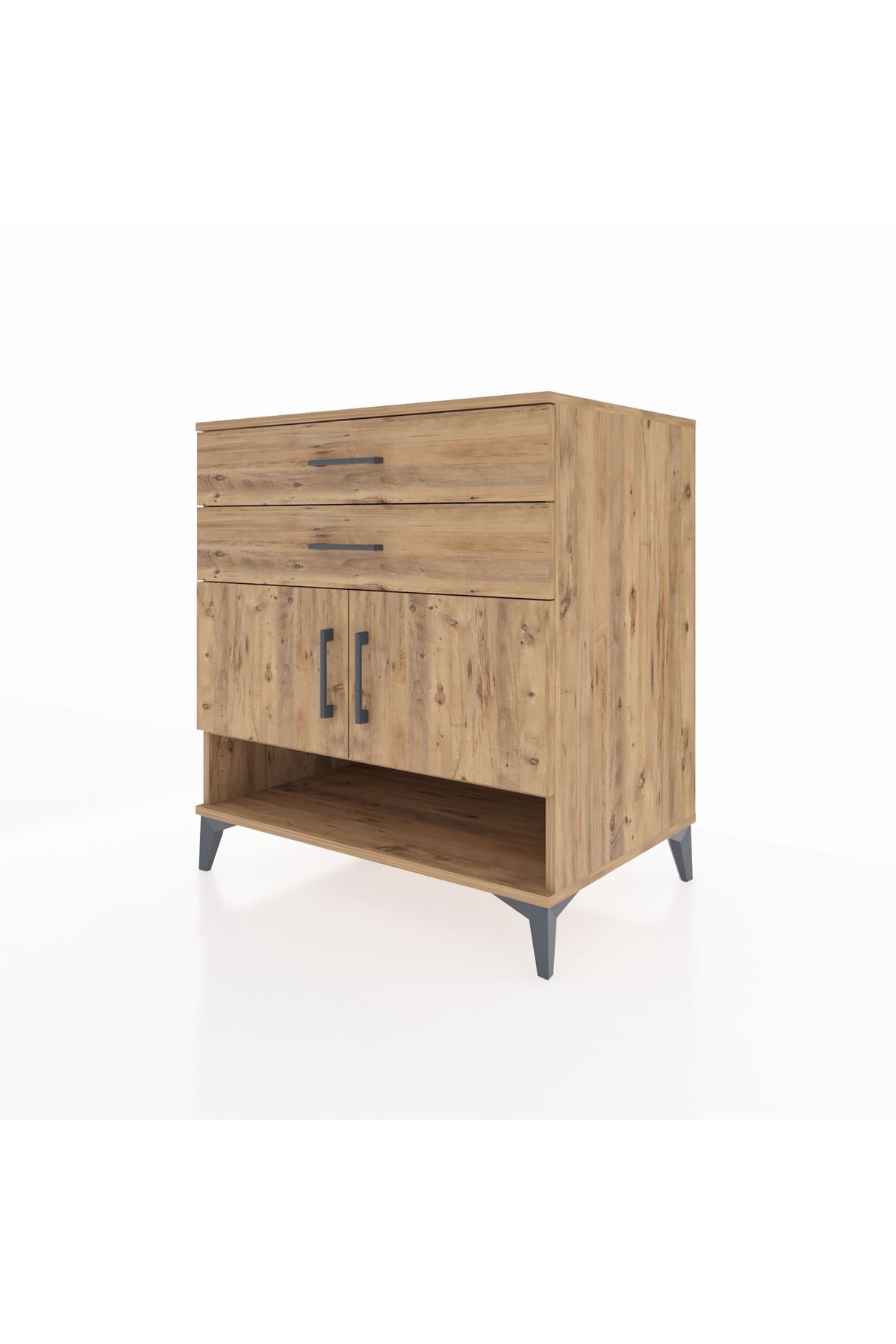 Kronos Şifonyer 2 Raflı 2 Çekmeceli 2 Kapaklı 88x59x96 Çam-Çam