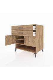Kronos Şifonyer 2 Raflı 2 Çekmeceli 2 Kapaklı 88x59x96 Çam-Çam