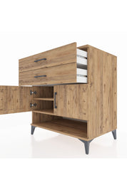 Kronos Şifonyer 2 Raflı 2 Çekmeceli 2 Kapaklı 88x59x96 Çam-Çam