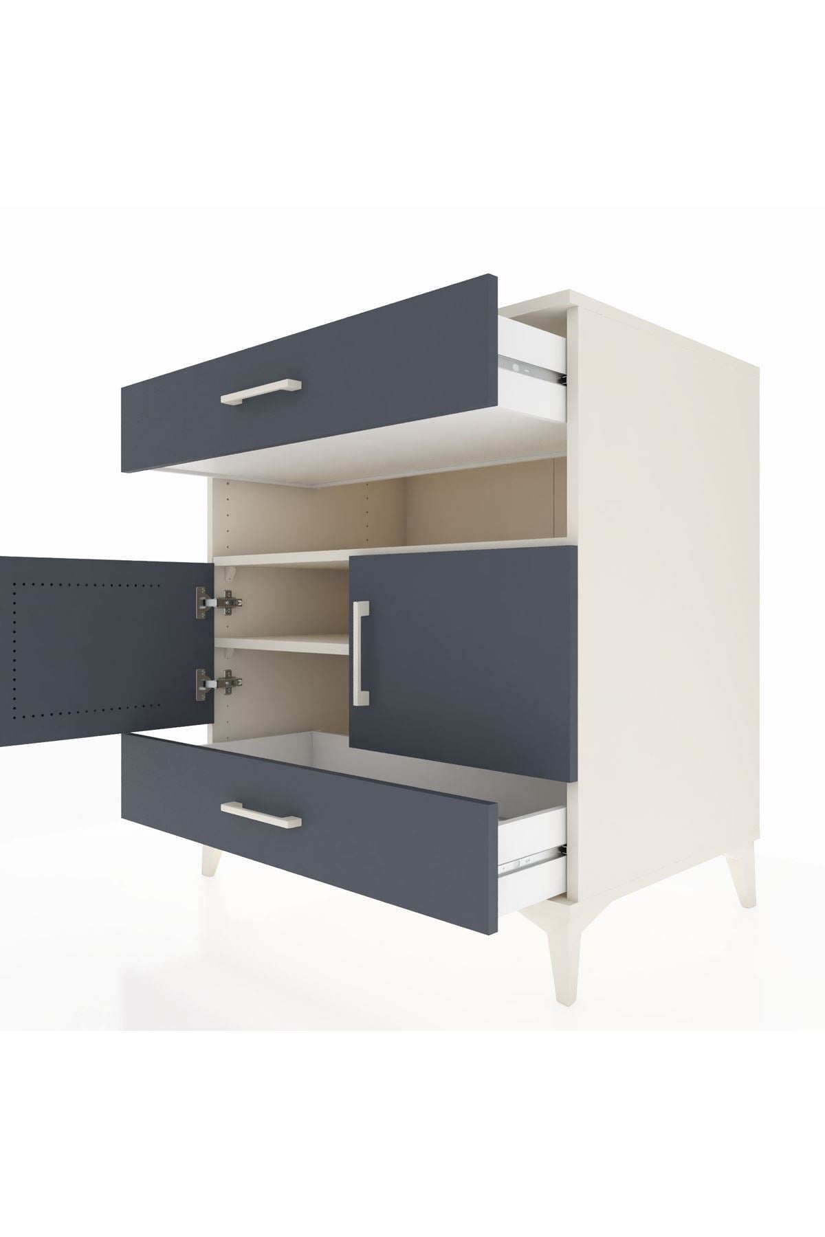 Kronos Şifonyer 2 Raflı 2 Çekmeceli 2 Kapaklı 88x59x96 Aytaşı-Antrasit