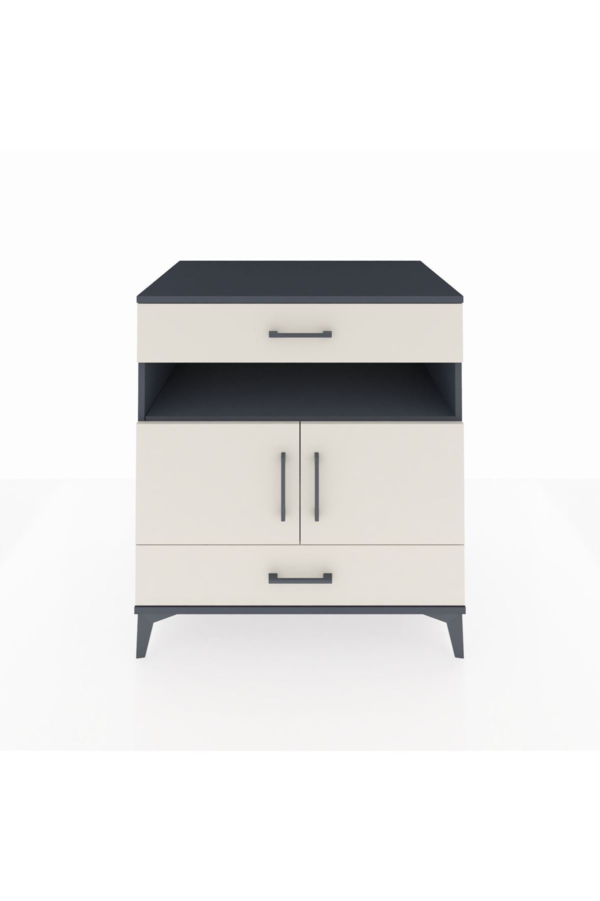 Kronos Şifonyer 2 Raflı 2 Çekmeceli 2 Kapaklı 88x59x96 Antrasit-Aytaşı