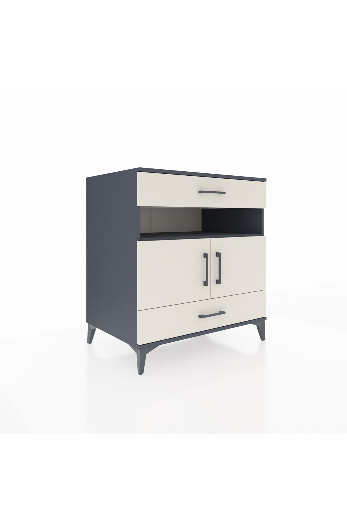 Kronos Şifonyer 2 Raflı 2 Çekmeceli 2 Kapaklı 88x59x96 Antrasit-Aytaşı