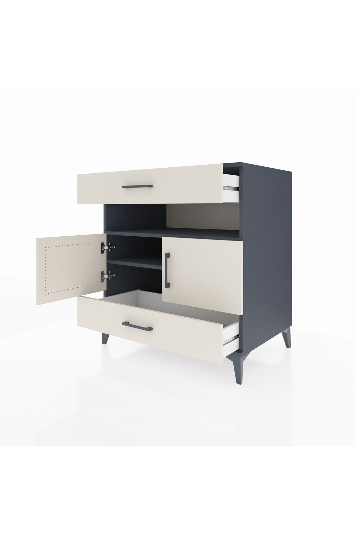 Kronos Şifonyer 2 Raflı 2 Çekmeceli 2 Kapaklı 88x59x96 Antrasit-Aytaşı