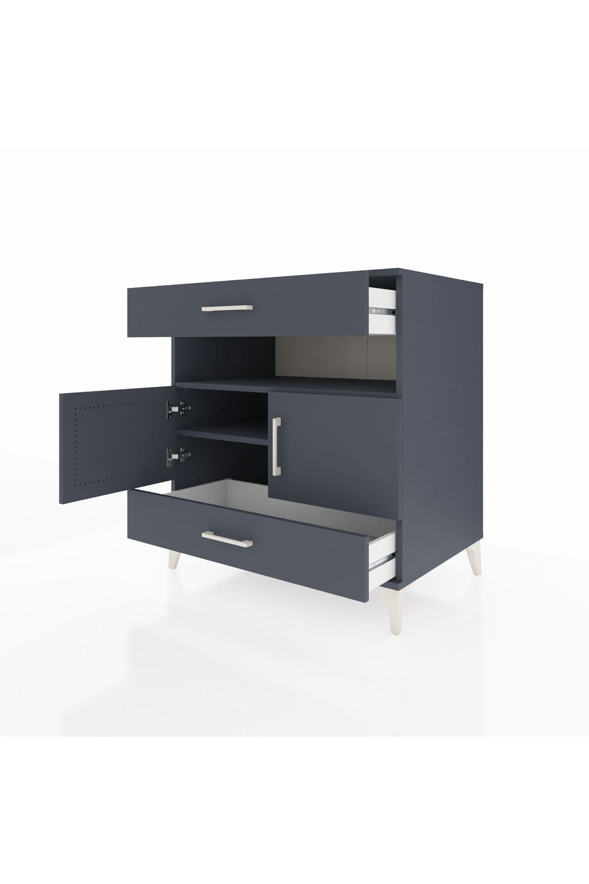 Kronos Şifonyer 2 Raflı 2 Çekmeceli 2 Kapaklı 88x59x96 Antrasit-Antrasit