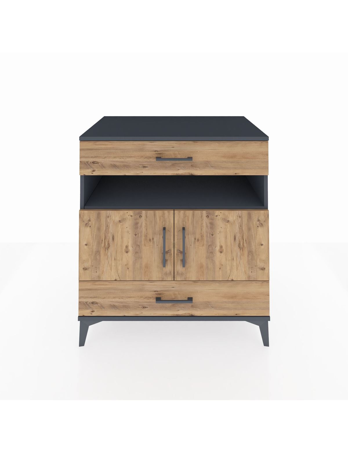 Kronos Şifonyer 2 Raflı 2 Çekmeceli 2 Kapaklı 88x59x96 Antrasit-Çam