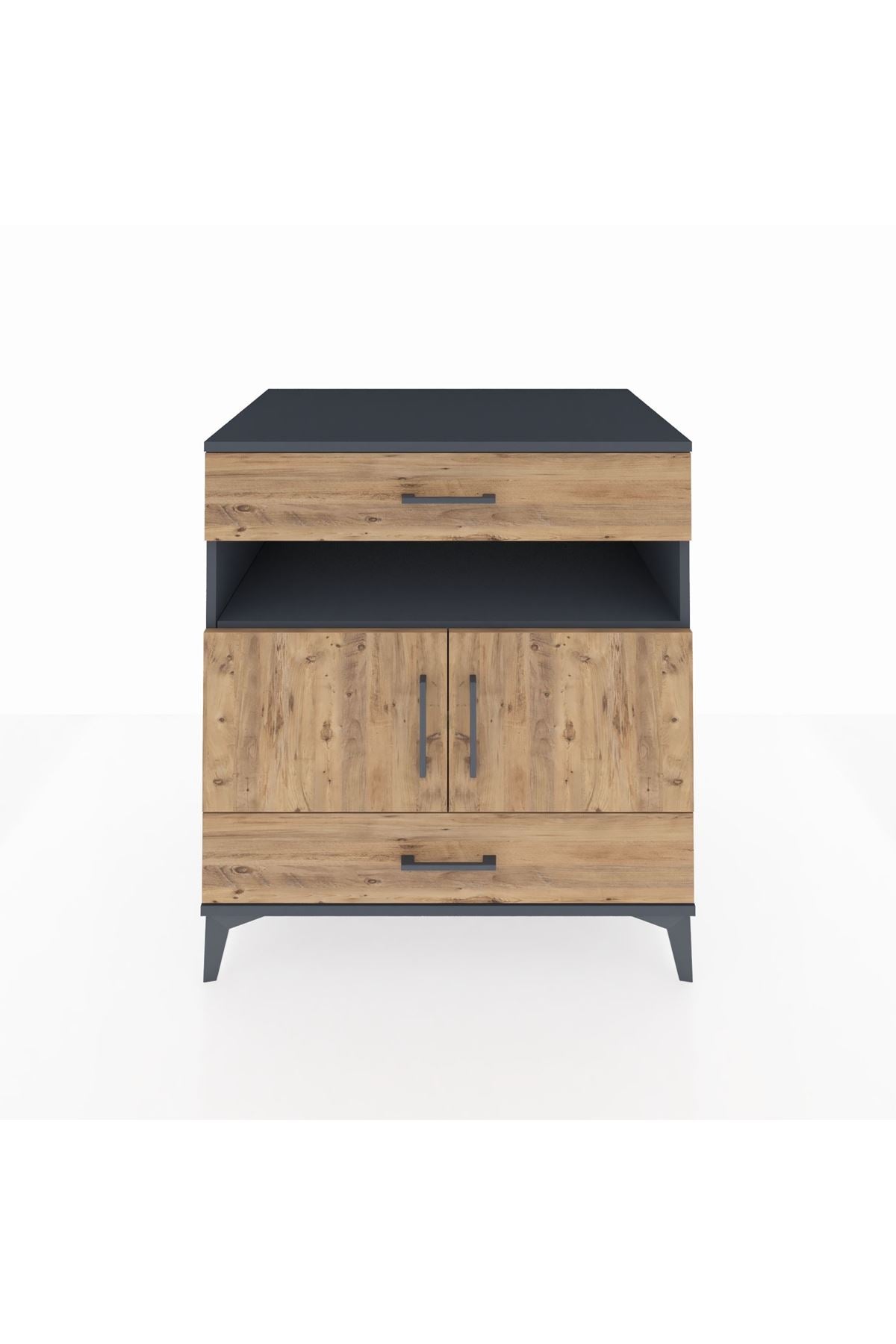 Kronos Şifonyer 2 Raflı 2 Çekmeceli 2 Kapaklı 88x59x96 Antrasit-Çam