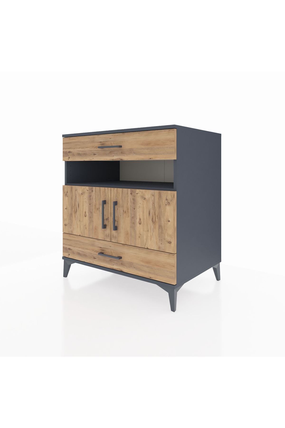 Kronos Şifonyer 2 Raflı 2 Çekmeceli 2 Kapaklı 88x59x96 Antrasit-Çam