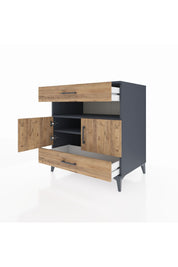 Kronos Şifonyer 2 Raflı 2 Çekmeceli 2 Kapaklı 88x59x96 Antrasit-Çam