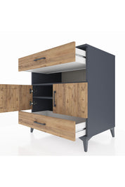 Kronos Şifonyer 2 Raflı 2 Çekmeceli 2 Kapaklı 88x59x96 Antrasit-Çam