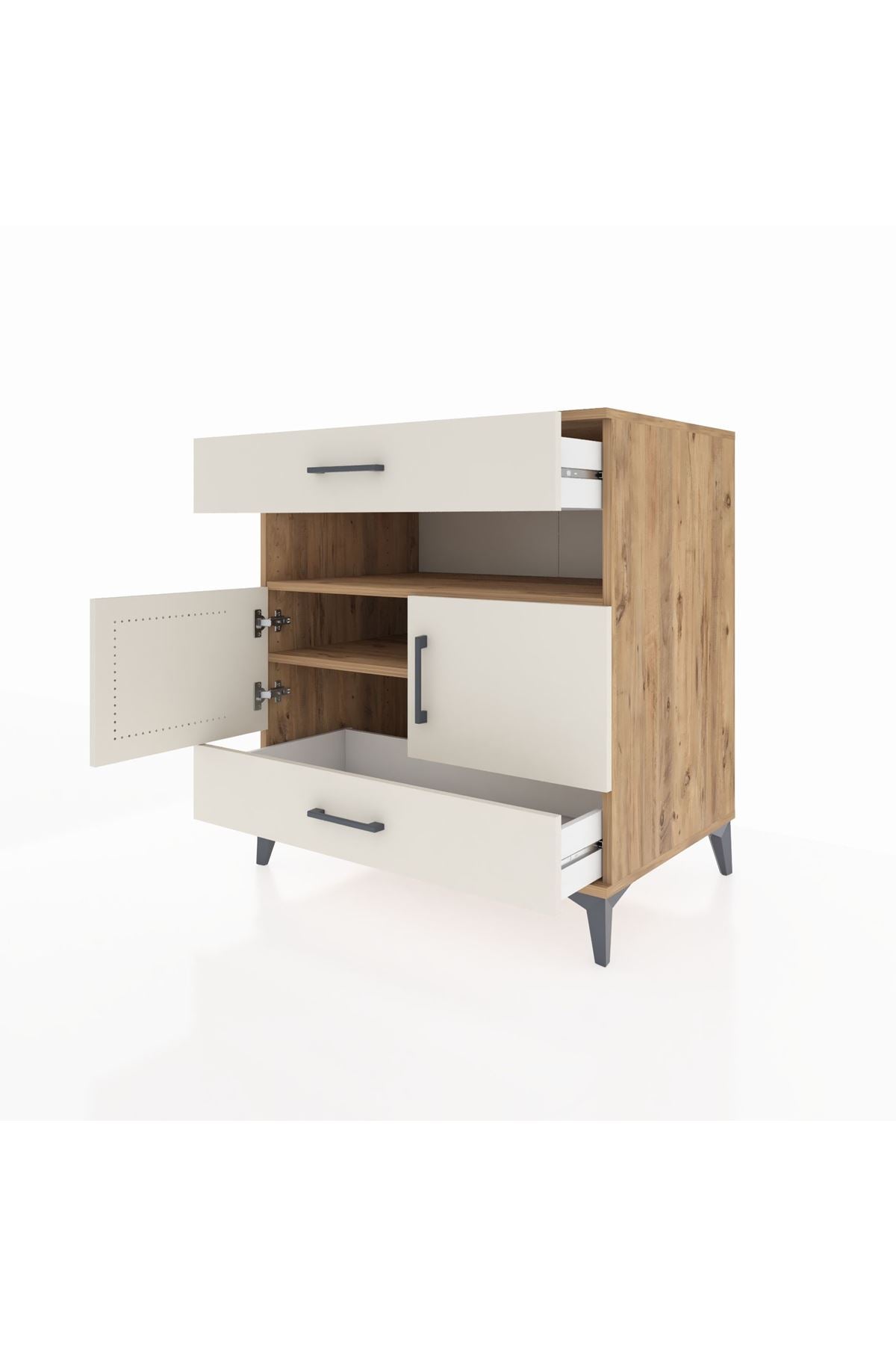 Kronos Şifonyer 2 Raflı 2 Çekmeceli 2 Kapaklı 88x59x96 Çam-Aytaşı