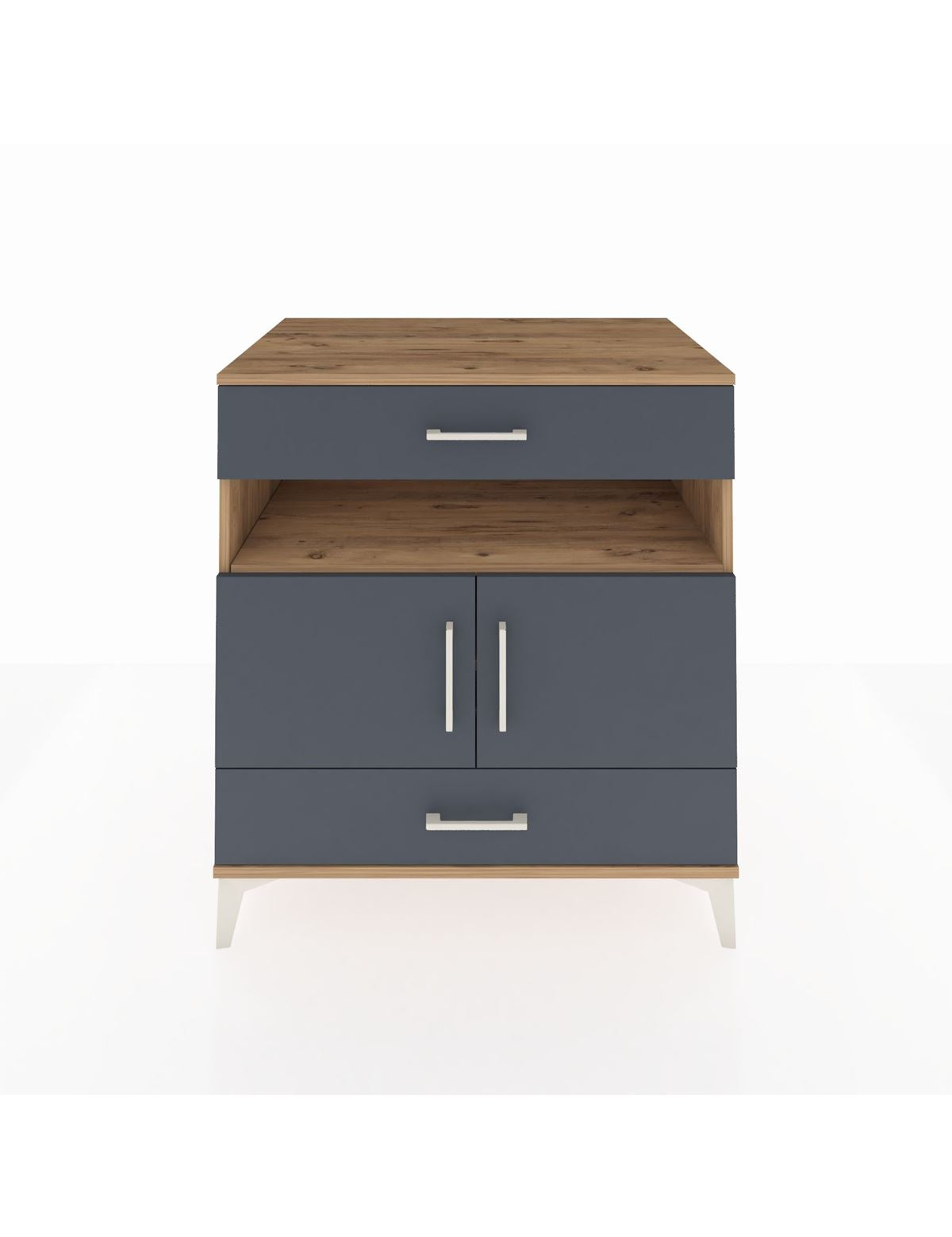 Kronos Şifonyer 2 Raflı 2 Çekmeceli 2 Kapaklı 88x59x96 Çam-Antrasit