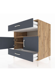 Kronos Şifonyer 2 Raflı 2 Çekmeceli 2 Kapaklı 88x59x96 Çam-Antrasit