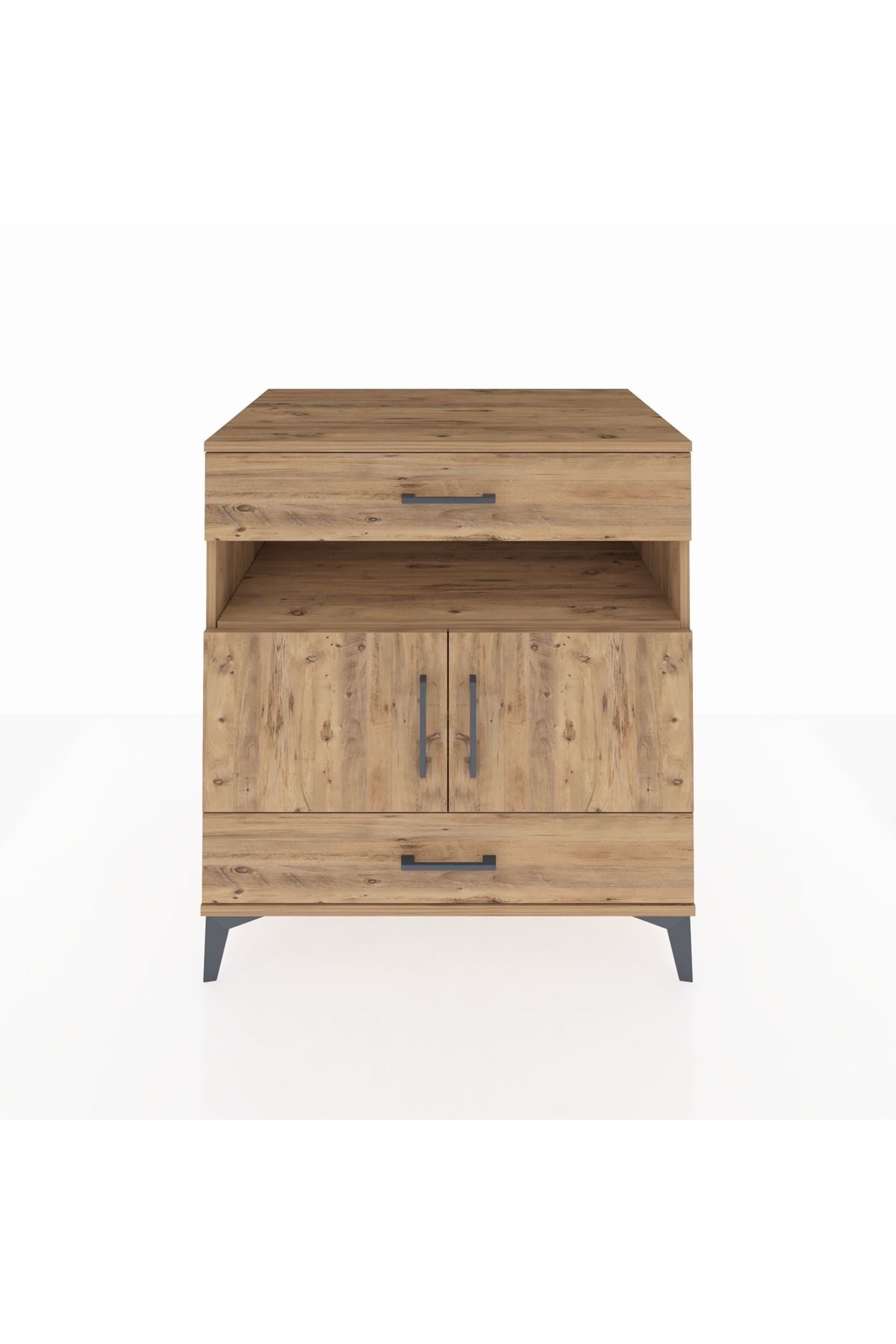 Kronos Şifonyer 2 Raflı 2 Çekmeceli 2 Kapaklı 88x59x96 Çam-Çam