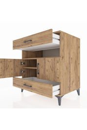 Kronos Şifonyer 2 Raflı 2 Çekmeceli 2 Kapaklı 88x59x96 Çam-Çam