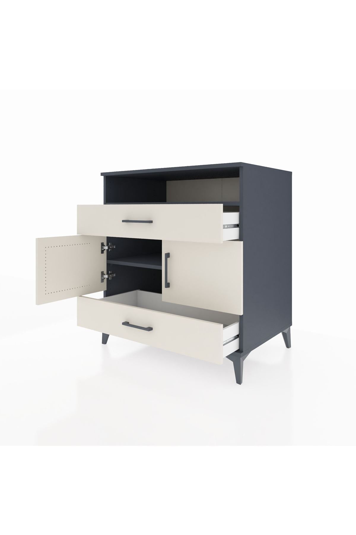 Kronos Şifonyer 2 Raflı 2 Çekmeceli 2 Kapaklı 88x59x96 Antrasit-Aytaşı